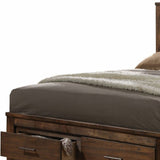 Oak Finish Queen Bed with  Storage Headboard and Footboard