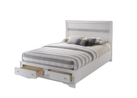 Contemporary White and Grey Queen Bed with Storage Footboard