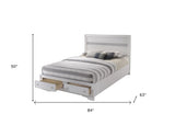 Contemporary White and Grey Queen Bed with Storage Footboard