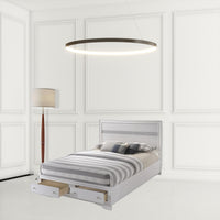 Contemporary White and Grey Queen Bed with Storage Footboard