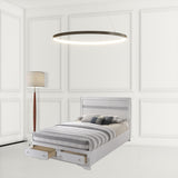 Contemporary White and Grey Queen Bed with Storage Footboard