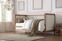 Oak and Linen Nail Head Trim Twin Daybed