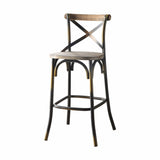 43' High Back Antiqued Copper and Oak Finish Bar Chair