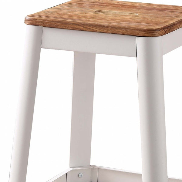Contrast White and Natural Wood Bar Stool