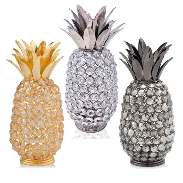 11' Faux Crystal Black and Nickel Pineapple Sculpture