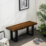 43" Live Edge Acacia Wood Bench with Black Metal Legs