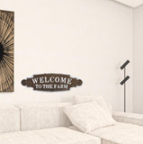 Welcome to the Farm Lacquered Black and White Metal Wall Art