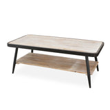 Industrial Style Distressed Whitewash and Gray Coffee Table