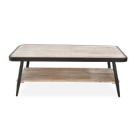 Industrial Style Distressed Whitewash and Gray Coffee Table