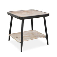 Industrial Style Square Whitewash and Gray Side or End Table