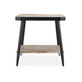 Industrial Style Square Whitewash and Gray Side or End Table