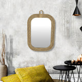 Rustic Rounded Rectangle Rope Braid Wall Mirror