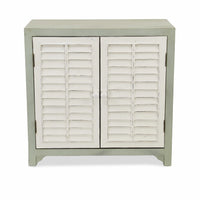 Sea Salt Blue and White Shutter Accent Cabinet