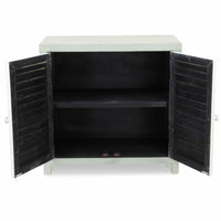 Sea Salt Blue and White Shutter Accent Cabinet