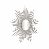 Striking Silver Metal Sunburst Design Wall Mirror