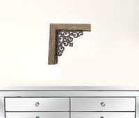 Set of Two Natural Weathered Gray Wood and Metal Corbels.
