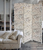 3 Panel Beige and Black Soft Fabric Finish Room Divider