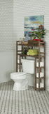 Chestnut Finish 2 Tier Solid Wood Over Toilet Organizer