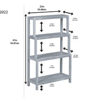 37" Bookcase with 4 Shelves in White