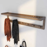 Wood Large Peg Coat or Towel Rack with Shelf in Antique Chestnut