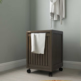 Espresso Solid Wood Rolling Laundry Hamper with Lid