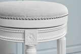 Counter Height Round Counter Stool in Alabaster White Fabric