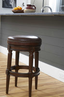 Distressed Walnut Finished Bar Height Round  Stool