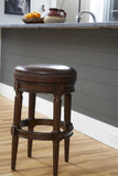 Distressed Walnut Finished Bar Height Round  Stool