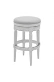 Bar Height Round Backless Stool in  White Fabric
