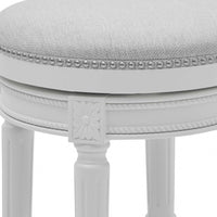 Bar Height Round Backless Stool in  White Fabric