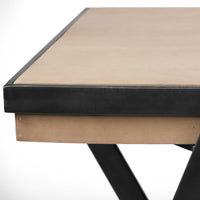 Solid Mango Wood Finish Writing Desk With Single Storage And Black Triangular Iron Legs