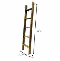 5 Step Rustic Weathered Grey Wood Ladder Shelf
