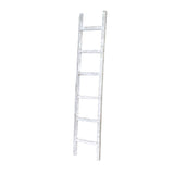 6 Step Rustic White Wash Wood Ladder Shelf