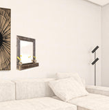 Rustic Weathered Gray Reclaimed Wood Plank Mirror with Shelf