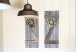 Set of 2 Rustic Natural Weathered Grey Wood Window Shutters with Hanger