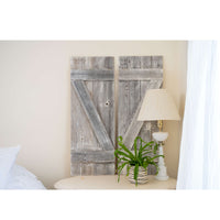 Set of Two Rustic Weathered Grey Wood Decorative Window Shutters