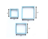 Set of 3 Square Robins Egg Blue Reclaimed Wood Open Box Shelve