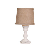 Distressed White Turned Base Accent Lamp