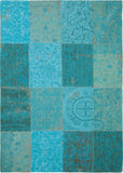 7' x 9' Azur Light Blue Dark Blue and Red Patchwork Design Area Rug