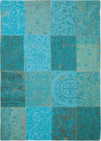 8' x 10' Azur Light Blue Dark Blue and Red Patchwork Design Area Rug