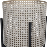 Black and Beige Cane Webb Metal Planter