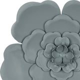Set of 3 Blue Metal Flowers Wall Decor