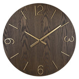 Classy Dark Stain Gold and Wood Wall Clock