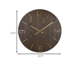 Classy Dark Stain Gold and Wood Wall Clock