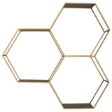 Golden Honeycomb Trio Wall Shelf