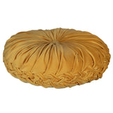 Dark Yellow Round Tufted Velvet Pillow