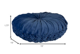 Blue Round Tufted Velvet Pillow