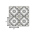 4" x 4" Black And White Mosaic Peel and Stick Removable Tiles
