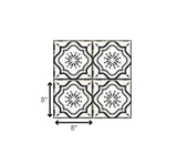8" x 8" Black And White Mosaic Peel and Stick Removable Tiles