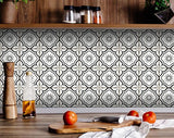 8" x 8" Black And White Mosaic Peel and Stick Removable Tiles